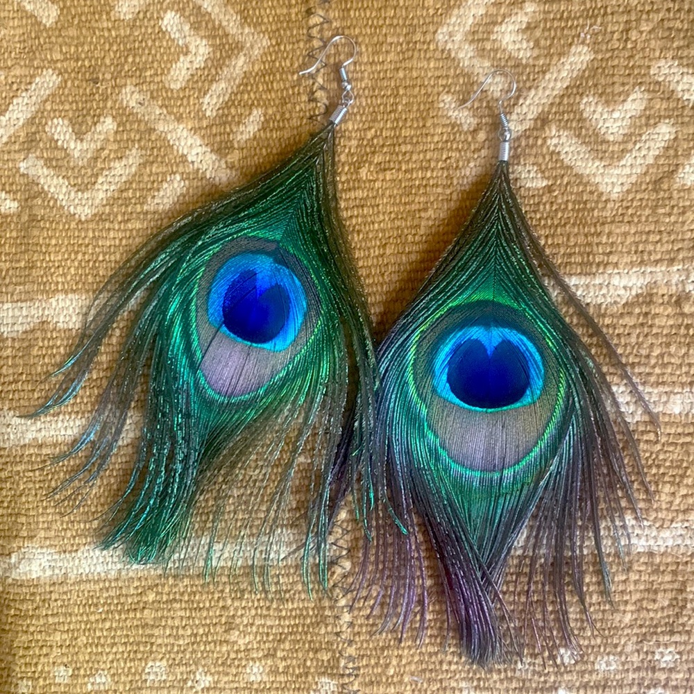 Bohemian Peacock Feather Earrings